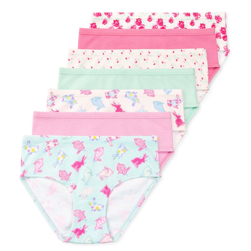 Lucky Me Lucky & Me Gracie Girls Briefs, 100% Organic Cotton Underwear, 7 Pack (US, Age, 9 Years, 10 Years, Bunny Bloom) - Image 1